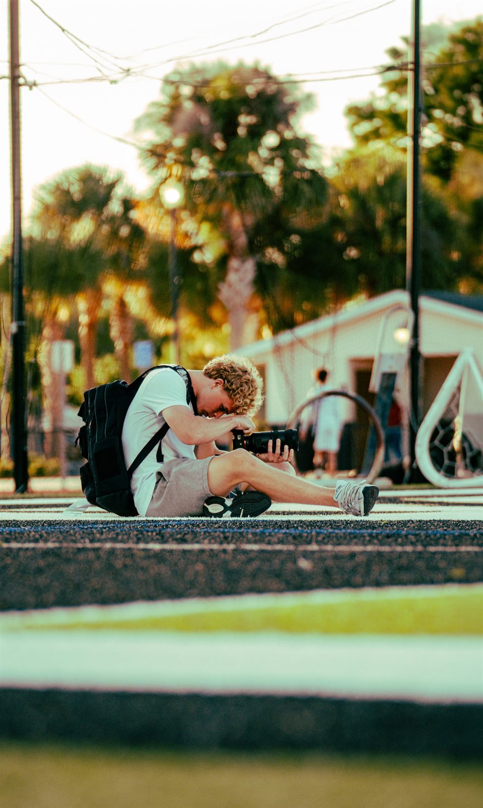 Miles McAleavey reviewing shots on location